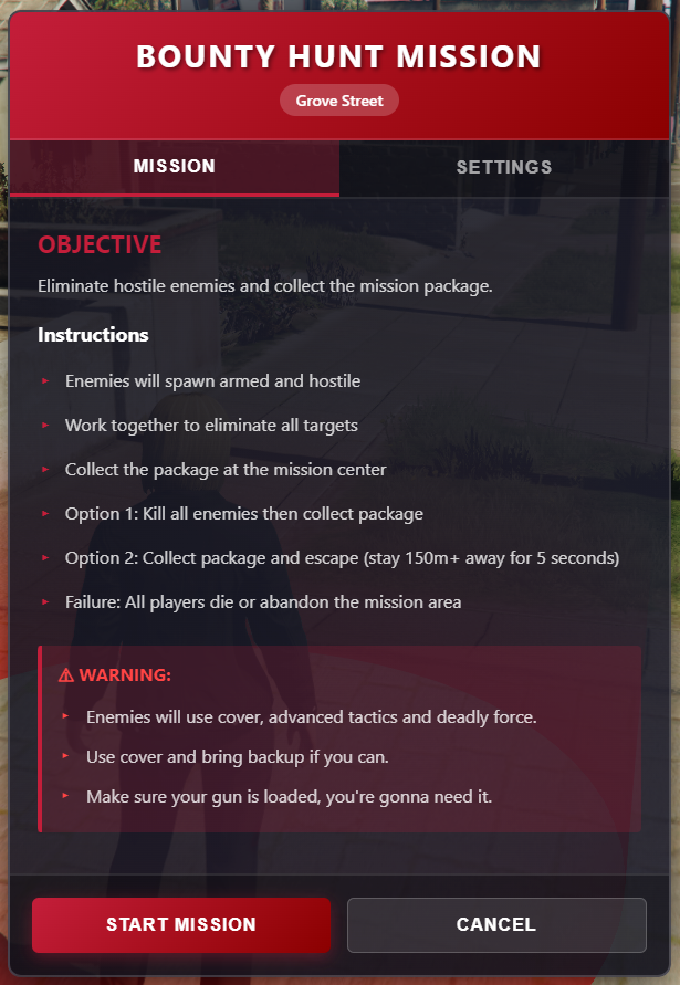 Mission Menu