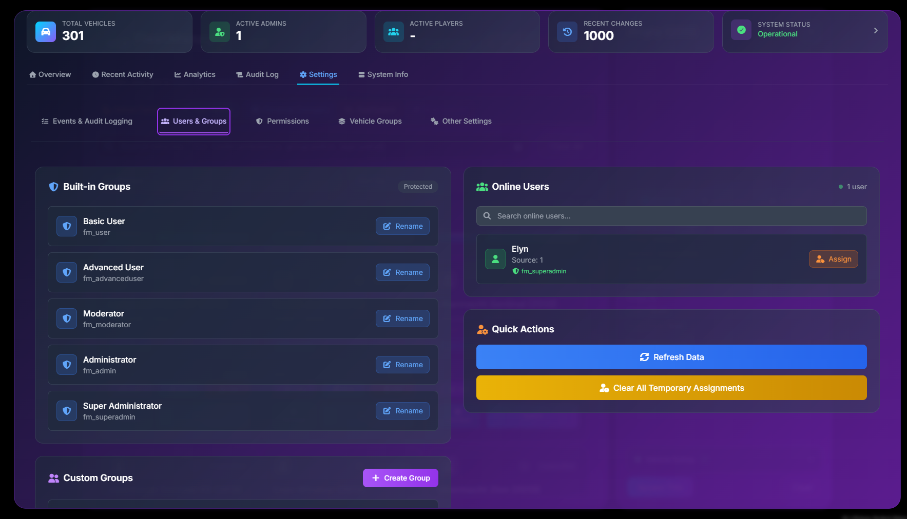 Users & Groups Settings